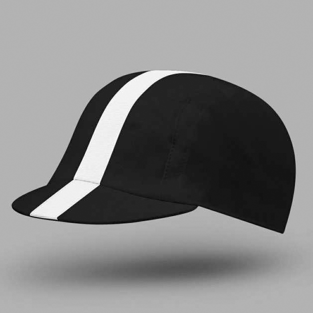 Classic Cycling Cap - Black with White Stripe