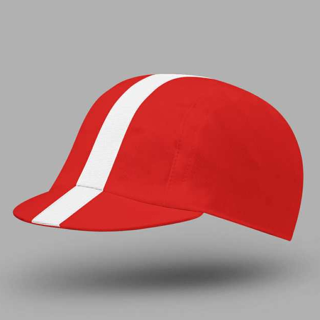 Classic Cycling Cap - Red with White Stripe