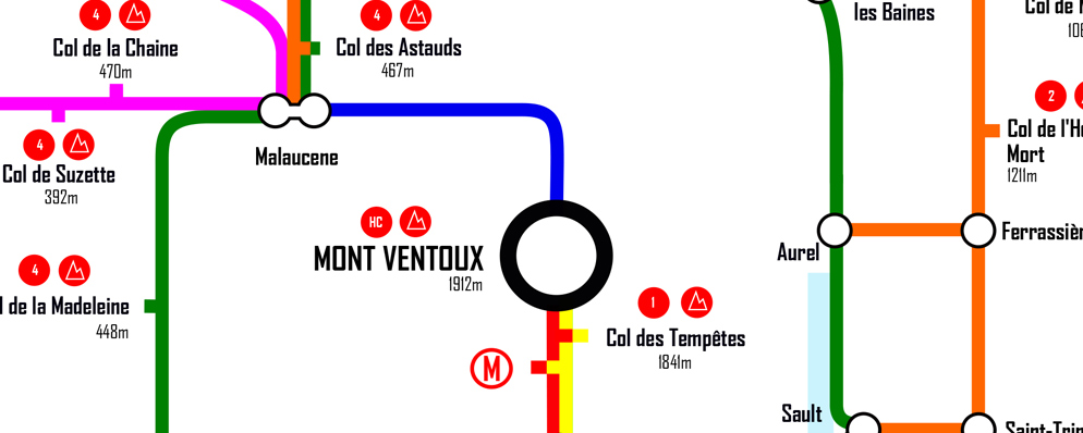 Climbs of the Ventoux Region (A4 UNFRAMED)