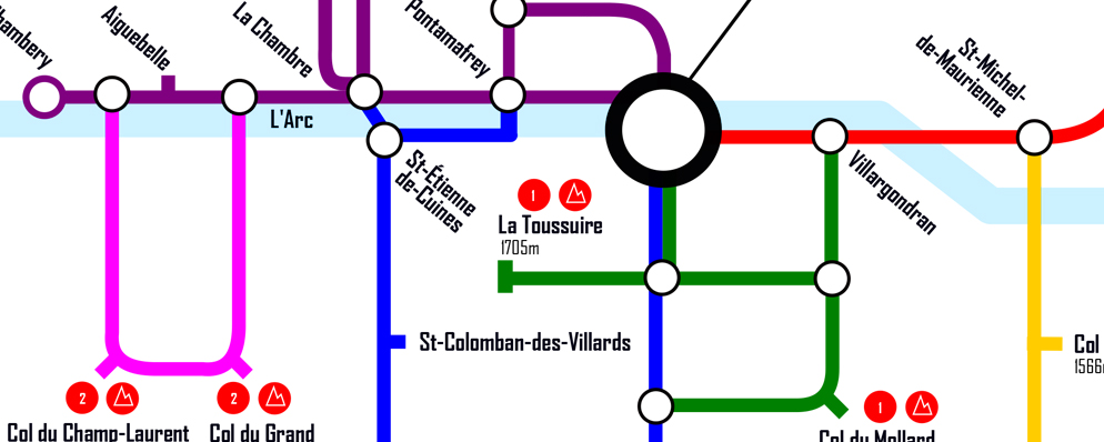 Climbs of the Maurienne Region Tube Map(Unframed A4)